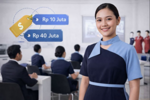 pramugari sedang menunjukkan Rincian Biaya Sekolah Pramugari di Indonesia Tahun Ini