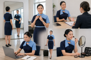 pramugari sedang menunjukkan Syarat Tinggi Badan Minimal Pramugari Kereta Api: Apakah Sama dengan Pesawat?