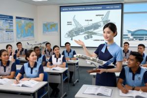 Kelas teori penerbangan dengan instruktur