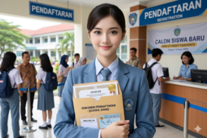 Calon siswa sedang memegang map