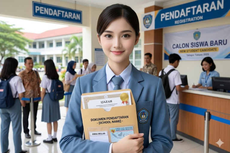Calon siswa sedang memegang map