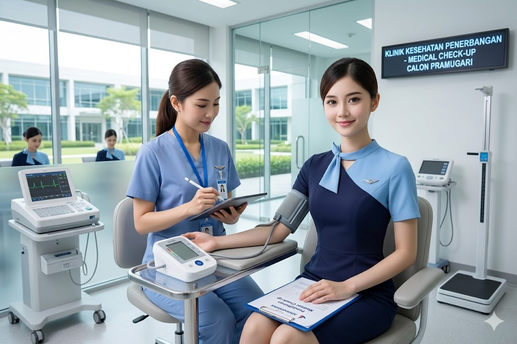 calon pramugari sedang melakukan medical check-up
