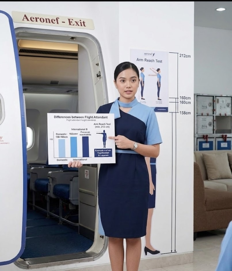 pramugari sedang meunjukkan Tinggi Badan Hanya 158 cm: Peluang Karier di Maskapai Domestik vs Internasional