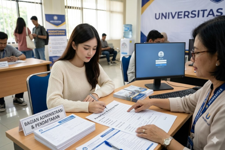Calon siswa sedang mengisi formulir