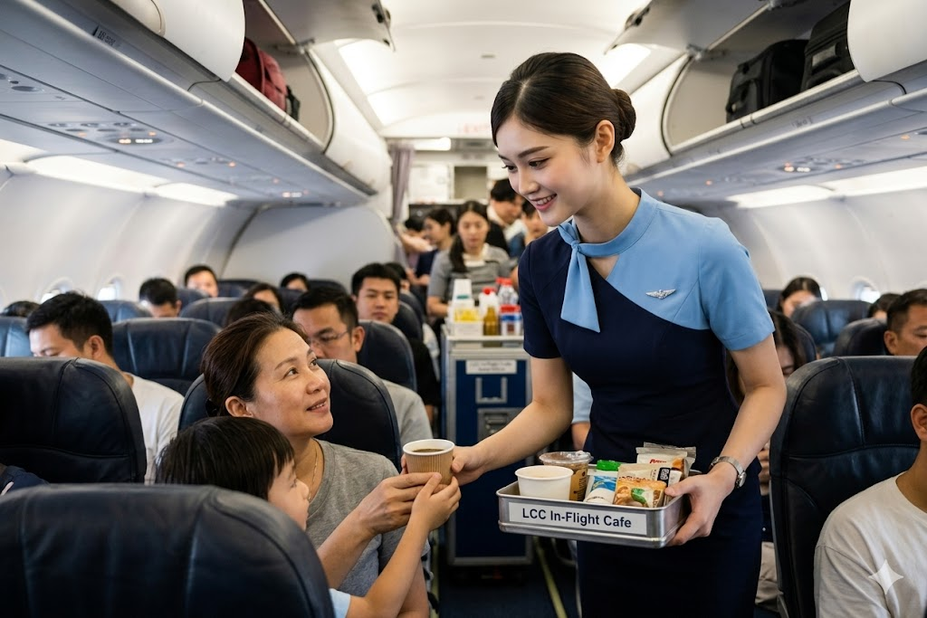 Foto pramugari maskapai LCC dengan senyum ramah